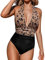 CUPSHE Maillot De Bain Une Pièce pour Femme Col V Licou Dos Nu Froncé Amincissant Contrôle Ventre Vintage Swimsuit Brun Noir L