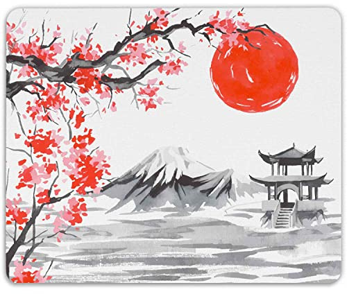 GRAVURZEILE Bedrucktes Mauspad - im Japan Design - Mousepad für Büro & Gaming - rutschfeste Gummi-Unterseite - 23 x 19 cm - strapazierfähig - Geschenk für Arbeitskollegen Kinder & Gamer