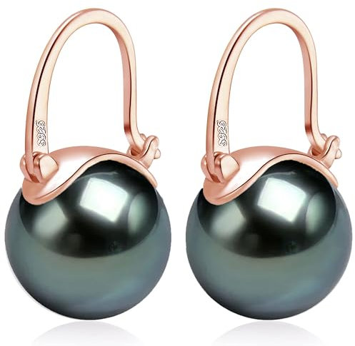 Huge Tomato Damen Perlenohrringe Ohrhänger mit 14mm großen Perlen und 925 Sterlingsilber Verschluss elegante Ohrringe als Geschenk für Frauen