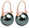 HUGE TOMATO Orecchini pendenti verde nero, orecchini di perle grandi eleganti da 14 mm Chiusura placcata oro rosa in argento sterling 925 per la moda femminile