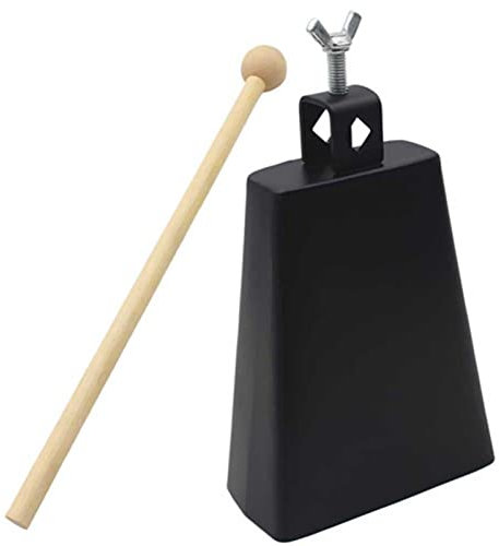 Cencerro, Percusión 6 Pulgadas Metal Negro Cencerro Tambor Accesorios con Palo