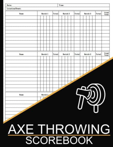 Axe Throwing Scorebook: Axe Throwing Score Cards, Axe Throwing Score Sheets, Axe Throwing Score Keeper Book, Great Gift for Axe Throwing Lovers, Large Print 8.5 x 11 inches