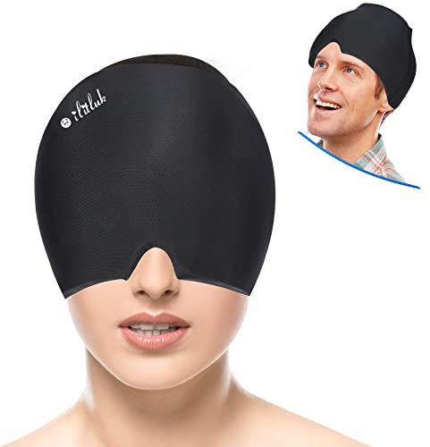 iLitLuk Migräne-Kühlkappe Kopfschmerzen Relief Hut, Migräne Maske Mütze, Kühlende Schlafmaske Migräne Haube Kühlpads, 360° Gel Surround Kühlmütze Mit Kühl-/Wärmetherapie Für Verspannungen Stressabbau
