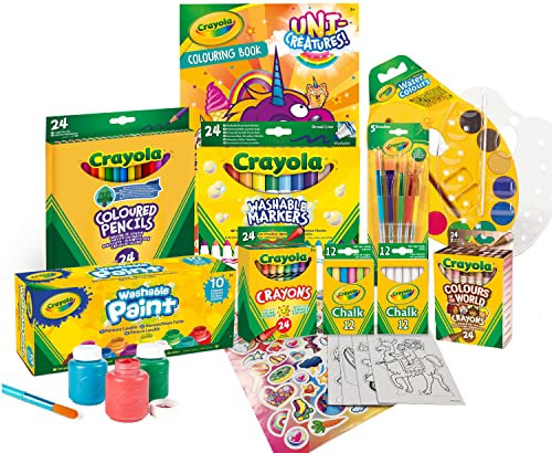Crayola, Méga-Set Couleur et Peinture avec Autocollants, Activité Créative et Cadeau pour Enfants, Âge 6+