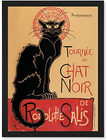 Artery8 French Vintage Advertising Tournee Du Chat Noir The Black Cat Rodolphe Salis Artwork Framed Wall Art Print A4