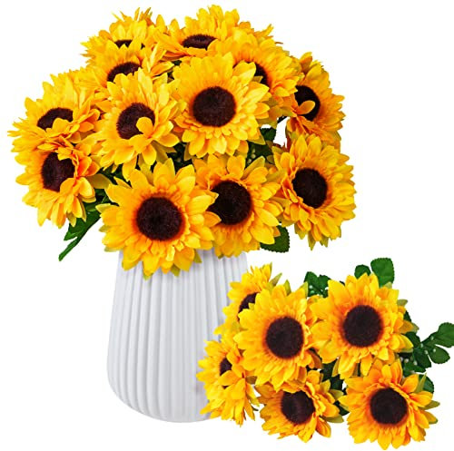 YHmall 3 Bünde Künstliche Blumen, Sonnenblumen, Gefälschte Blumen Für Den Innenbereich Im Freien Home Garden Zubehör, Sonnenblumen Für Die Blumendekoration Und Für Arrangements