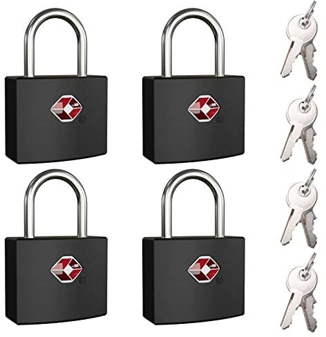 Diyife 4 Stück TSA Gepäckschlösser mit 8 Schlüsseln, [Wasserdicht] Mini Kofferschloss Schlüsselschloss Sicherheitsschloss Reiseschloss für Gepäck, Reißverschluss, Tasche, Werkzeugkasten (Schwarz)