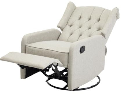 Home Detail Recliner Armchair Grey Fabric Tartan Fabric Wing Back Recliner Armchair With Swivel (Grey)