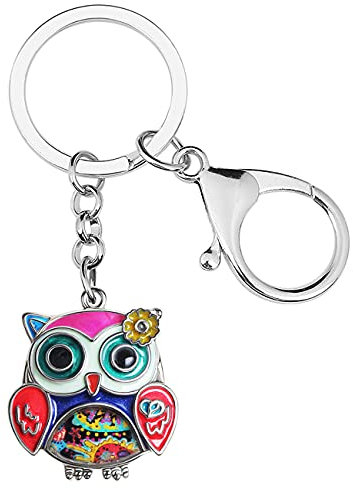 LONYOO Emaille Zinklegierung Niedliche Eule Schlüsselanhänger Anime Vogel Schmuck Auto Schlüssel Brieftasche Geschenke für Frauen Mädchen (Farbe)