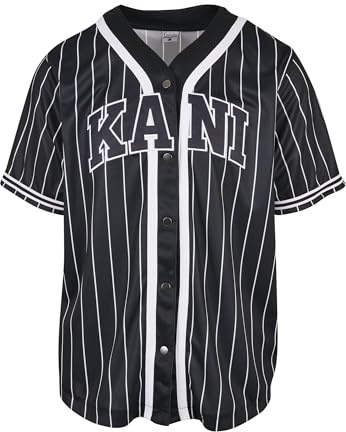 Karl Kani Herren KM221-115-1 Serif Pinstripe Baseball Shirt Black, XS