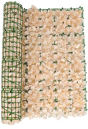 BBTISG Künstlicher Efeu Heckenschutz, Erweiterbarer Künstlicher Zaun 50 x 100cm Hochzeitsdekoration Gartenzaun für Wanddekoration Zaunblende und Sichtschutz (Champagner)