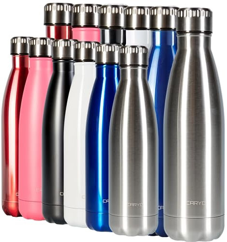 CARYO - Borraccia termica in acciaio inox, 750 ml, in metallo, 500 ml, in acciaio inox, 750 ml, a tenuta stagna