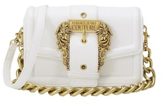 Versace JEANS COUTURE BORSA TRACOLLA REGOLABILE E MANICO CON CATENA, CHIUSURA CON MAGNETE Bianco