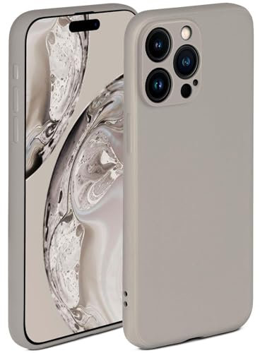 ONEFLOW Soft Case für iPhone 15 Pro Max Hülle aus Silikon mit Kameraschutz, Silikonhülle mit erhöhtem Schutz fürs Display, Backcover Schutzhülle, weiche Handyhülle, Taupe