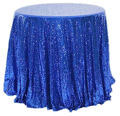 URFEDA Pailletten Tischdecke Rund 120 cm,Glitzer Tischdecke,Tischdecke Abwaschbar,Tischläufer Stoff Tischtuch Tischwäsche Tafeltuch für Geburtstag, Weihnachten,Hochzeit, Party, Halloween, Blau