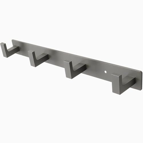 Vanloory Garderobenleiste, robuster Edelstahl, 4 Tri Kleiderhaken, Wandmontage, Wandhaken, rustikaler Kleiderhaken/Schlüsselhaken, Stange für Badezimmer, Küche, Eingang (4 Haken, grau)