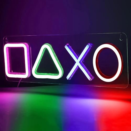 JIURUIFFC Enseignes Néon de Jeu, Gaming Enseigne Lumineuse avec Gradation, Lampe Neon LED Alimenté par USB pour Décoration Murale, Chambre, Fête, Bar, Salle de Jeux