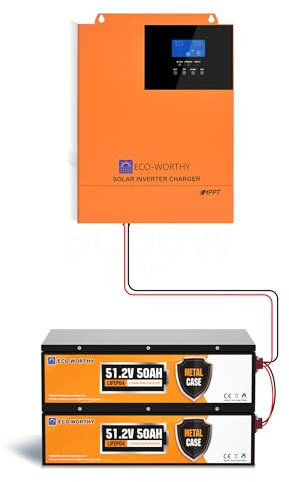 ECO-WORTHY Solaranlage Komplettset 48V 5KWh mit LiFePO4 Batterie 48V 50Ah +5000W Hybrid Inverter,Solaranlage Komplettset mit Speicher für Netzunabhängige