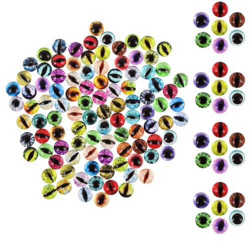 Lurrose 100pcs Mini Glass Cabochons 6mm Dragon Evil Eye Beads Simulated Eyes for DIY Crafts and Doll Making