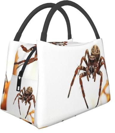 Ousika Isolierte Lunchtasche für Damen und Herren, wiederverwendbare Lunchbox, tragbare Reise-Lunch-Tragetasche, braune Spinne, Lunch-Behälter-Tasche für Arbeit, Picknick