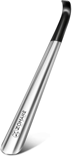 ZOMAKE Chausse Pied Long Metal - 72cm Extra Longue Chaussé Pied Métal Chausse-pieds Long Manche Avec Crochet,Inoxydable Grand Chausse Pieds pour Toutes Les Personnes(1 Pièces Argent A)