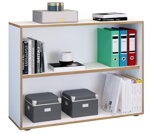 VCM Holzregal stehend | platzsparender Aktenschrank | Maße ca. H. 74 x B. 100 x T. 33 cm | Elegantes Regal | Büroregal – Salia 2fach B. 100 cm