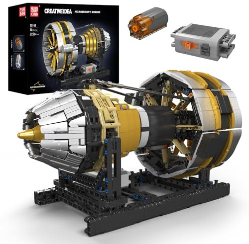 Mould King 10141 Technik Luftfahrttriebwerk Modell, Groß Raumschiff Sammler-Bausatz für Erwachsene, 2256 Teile Flugzeugtriebwerk MOC Klemmbausteine Bauset