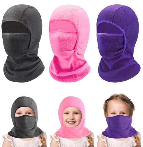ZOCONE 3 Stück Sturmhaube Kinder Winter Fahrradmütze Unter Helm Mädchen Balaclava Winddicht Gesichtsmaske Fahrrad Warm Skimaske Mütze Mädchen Jungen Sturmmaske Kinder Schalmütze für Skifahren Motorrad