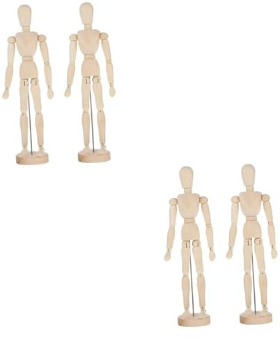QUMIIRITY 4 Stück Puppenschmuck aus Massivholz Spielzeug Puppen bewegliche Kunstpuppe Männchen Puppenmodell kinder puppen kinderpuppe unikal gemeinsame Marionette Desktop-Dekoration hölzern