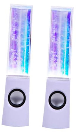 Angoily Colorful LED Fountain Light Show Speaker Flowing Water for Laptops Smartphones White Mini Loudspeaker