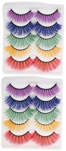 CRILSTYLEO 10 Paires Faux Cils Mascara Essence Cils De Fête Cils 3d Cils Colorés 3d Embrasser Les Cils Prospérer Les Cosmétiques Cils De Manga Goth Cils Fantaisie Sensationnel Imitation
