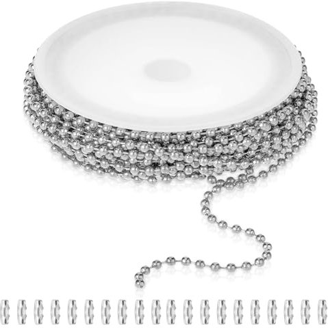 ElevateTech 16.4 Feet Ball Beaded Chain, Halskette Link Chain Roll mit 20 passenden Verbindern Dog Tag Kette Metall Pull Kette für Schmuck machen Halskette Armbänder Schlüsselanhänger liefert