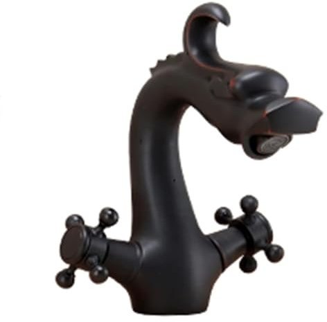 Waschbeckenarmaturen, Badezimmer-Waschbecken, Doppelgriff, Badezimmer-Waschbecken, antikes Messing, antike Küche, Messing, Retro, kompatibel mit Badezimmer-Waschbecken, antiken Griffen, Schwarz,