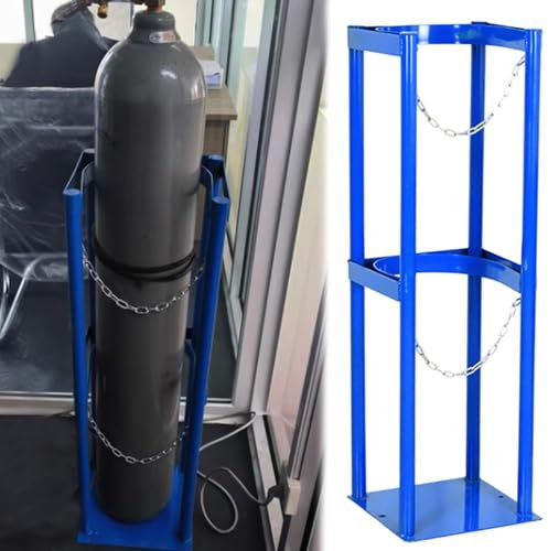 AMUFJJ Support de Cylindre gaz Support De Bouteille D'oxygène Autonome, Support De Stockage De Propane Nitreux avec Chaînes De Protection pour Usine/hôpital/école(Length 34cm (13 2/5))
