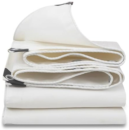 Lona impermeable blanca resistente de 2 x 5 m, lona Oxford duradera con ojales para camping y cubierta del suelo