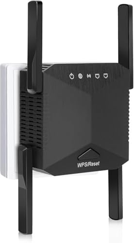 zoeyzoey WLAN Verstärker 1200Mbit/s WiFi Repeater Dualband 5GHz + 2.4GHz WLAN Repeater mit WPS,WiFi Internet Verstärker Kompatibel Allen Geräten,WiFi Range Extender Mit LAN/WAN Port,EU Plug