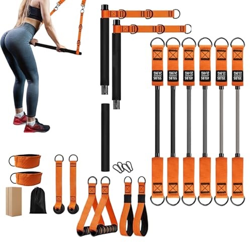 Ranley Kit de barre de Pilates portable – Équipement d'exercice pour salle de sport | Équipement de pilates portable pour épaules, taille, jambes, habitants d'appartement, professionnels, chercheurs