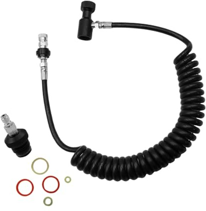Voyoo Remote-Spulenschlauch - gewellte Ausführung mit O-Ring-Dichtung, Schnellkupplung für HPA / CO2 Airsoft & PCP-Füllsysteme
