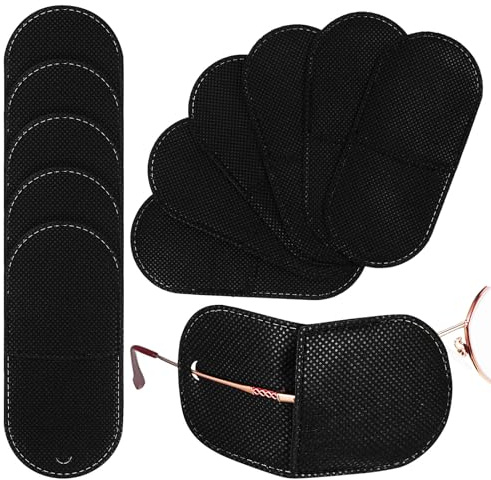 ifundom Lot de 12 Cache-œil pour Lunettes Adulte Grand Taille en Tissu Non Tissé Noir, Cache-œil pour Œil Paresseux, Léger et Respirant, Soin des Yeux à Domicile Voyage