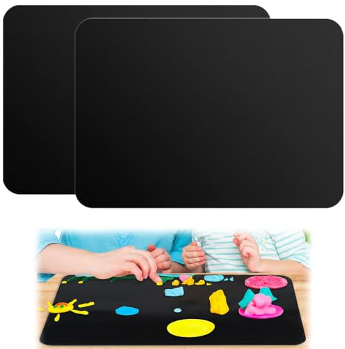 2 PCS Silicone Mats for Worktops, 40x30cm Heat Resistant Mat Protector Waterproof Non Slip Silicone Mat for Kitchen Countertops Crafts Baking Air Fryers Black Table Mats