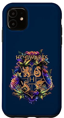 Harry Potter Hogwarts Multi-Colored Floral Crest Case for iPhone 11