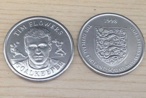 Sainsburys England World Cup Squad coins SAINSBURYS World Cup 1998 England Blackburn Rovers TIM FLOWERS football coin