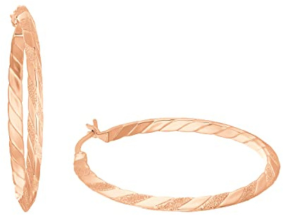 Amor Creolen 925 Sterling Silber Damen Ohrschmuck, 4 cm, Roséfarben, Kommt in Schmuck Geschenk Box, 2016717