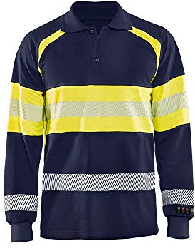 Blaklader 34381726 LANGE ÄRMEL IN PIQUÉFORM, Marineblau/Gelb