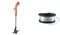 Black+Decker Rasentrimmer ST1823, schwarz orange + vollautomatische Einzelfadenspule (für Rasentrimmer 10m Länge, 1.5mm Fadendurchmesser) A6481