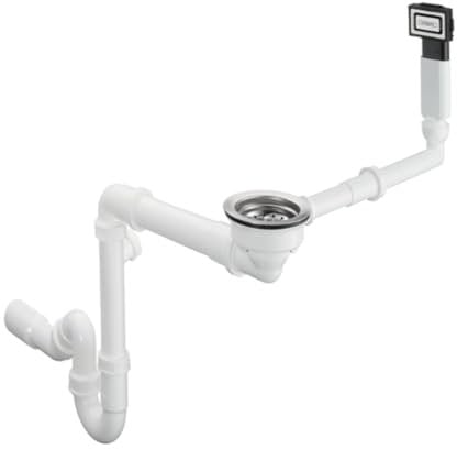 hansgrohe Manuelle Ab- und Überlaufgarnitur für Einzelbecken, granit chrom, D16-10, 470.0 x 250.0 x 100.0 mm