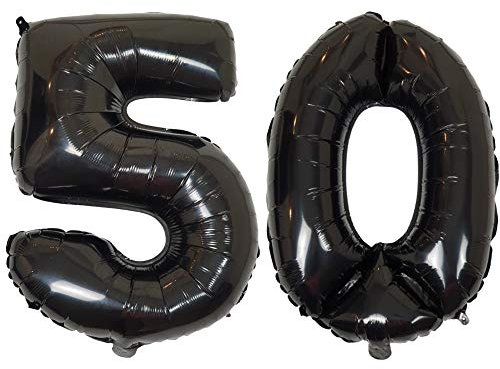 DIWULI Luftballon 50 Geburtstag XL Schwarz - Folienballon 50, Zahl 50 Ballon 50 Jahre, Geburtstagsdeko 50. Geburtstag Party-Deko Junge Mädchen, Zahlen-Ballon Groß Dekoration, Zahlen-Luftballon Nummer