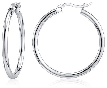 Sterling Silber Creolen in Silber Weihnachts Geschenk für Frauen 25mm MEHRWEG