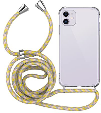 MyGadget Strap Case for Apple iPhone 12 Mini - Crossbody Phone Cover - TPU Silicone Case with Neck Holder - Cord Lanyard Carrier with Rope in Multicolor
