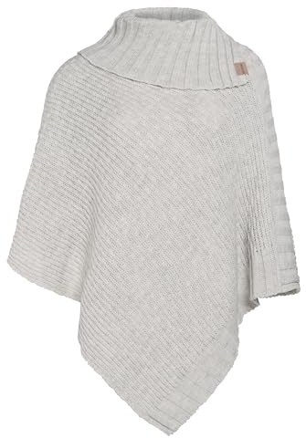 KNIT FACTORY - Nicky Gestrickter Poncho - One Size | Damen Strickponcho mit Kragen - Damen Pullover aus Wolle - Umhang - Für den Herbst und Winter - Hochwertige Qualität